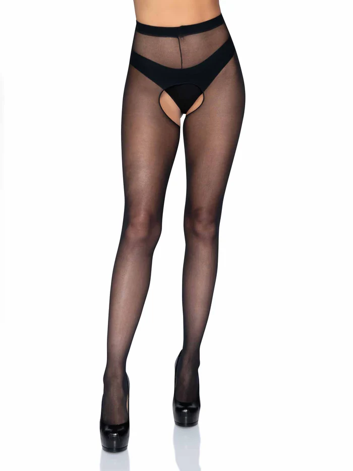 [1905-097] Collant Velato Aperto  Taglia Unica (XS/L) Nero