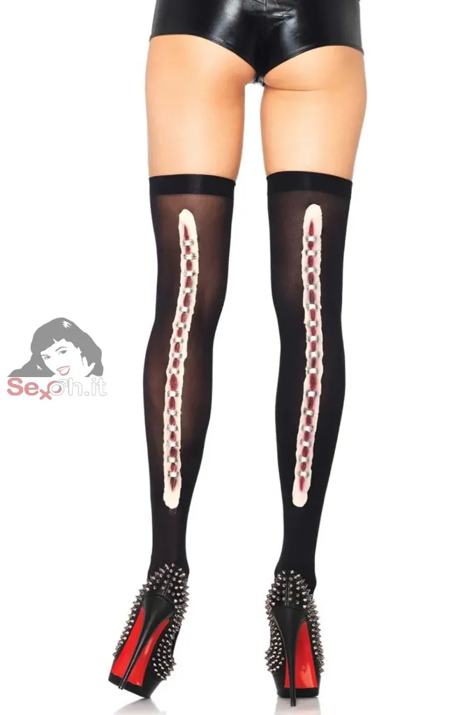 [6327-001] Calze Coprenti con Sutura (Halloween) Taglia Unica (XS/L) Nere