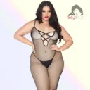 Tutina a Rete Aperta e Scollata Criss Cross Taglia Queen (L/XXL)