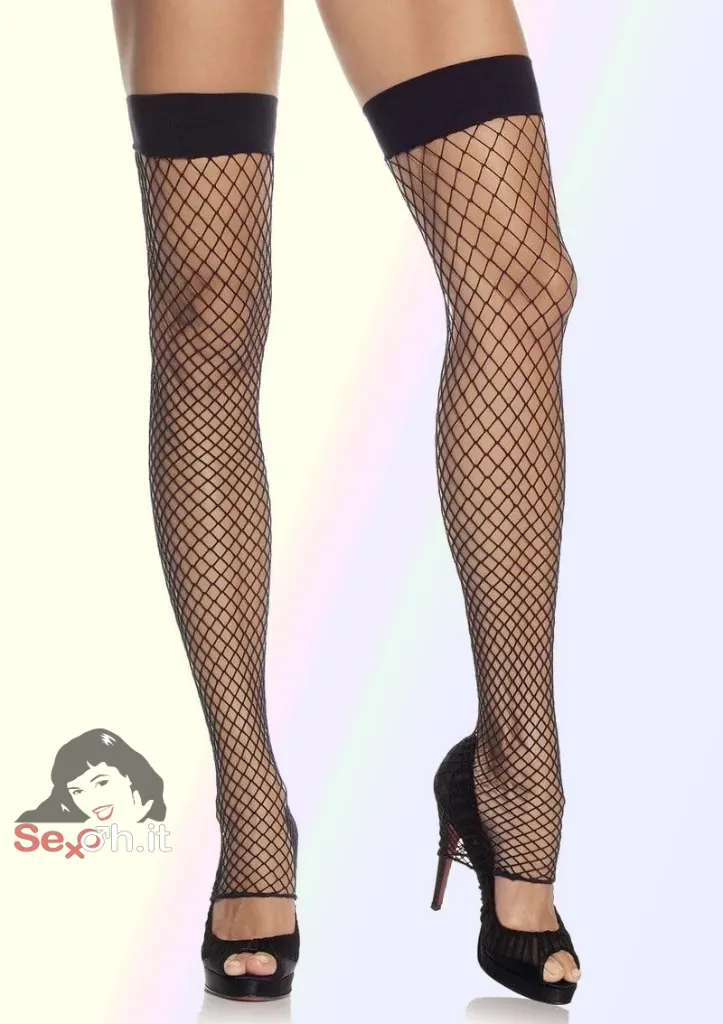 [9089-001] Calze a Rete Senza Piede Taglia Unica (XS-L) Nere