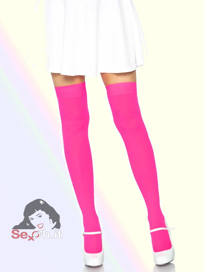 [6672-029] Calze Parigine (alla coscia) Coprenti Taglia Unica (XS/L) Rosa Neon