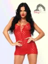 Set Vestitino in Pizzo Tricot con laccetto Tg. Unica (XS/L) Rosso